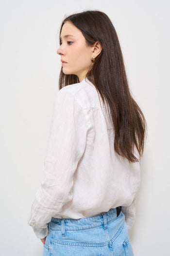 Camicia donna in lino bianca - 4