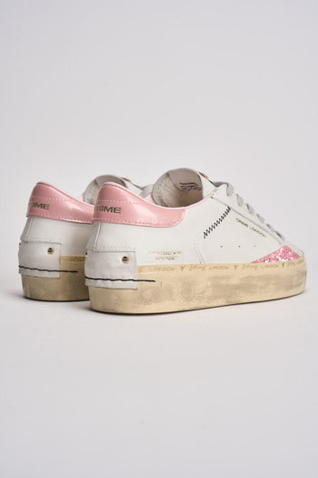 Sneakers donna bianche e glitter rosa - 7