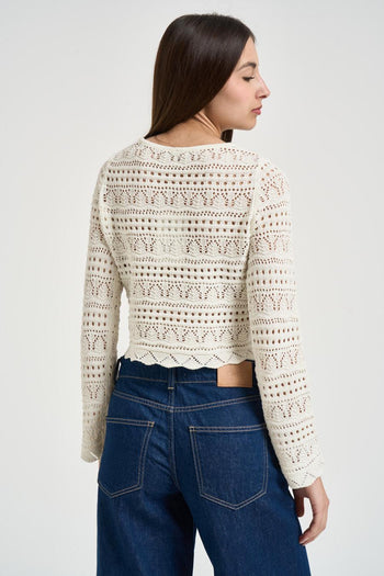 Maglia donna traforata bianca - 3