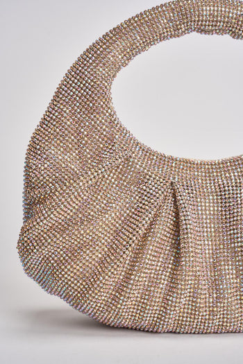 Borsa donna a mano con strass champagne - 4