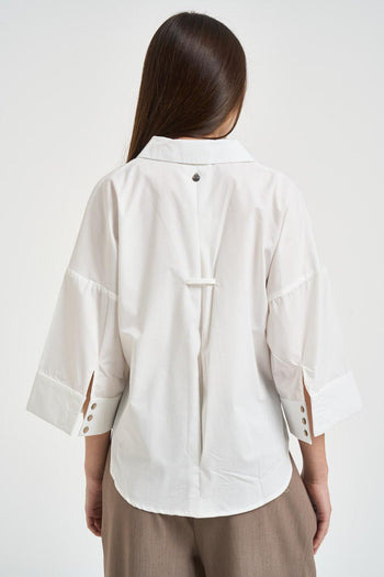 Camicia donna manica a tre quarti bianca - 4