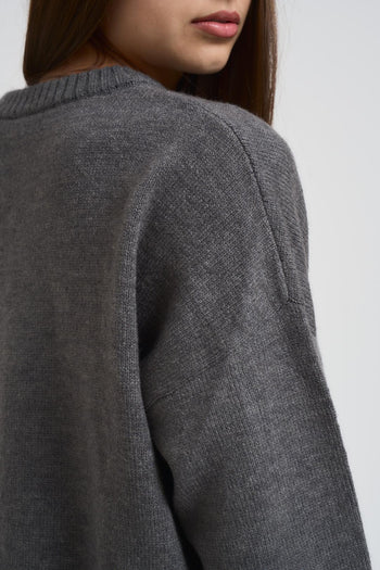 Maglia donna girocollo grigia<BR/> - 4