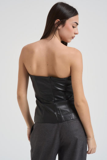 Top donna in ecopelle nero - 3