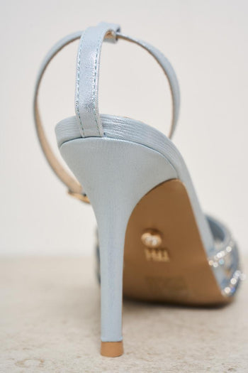 Light blue heel shoe with rhinestones - 6