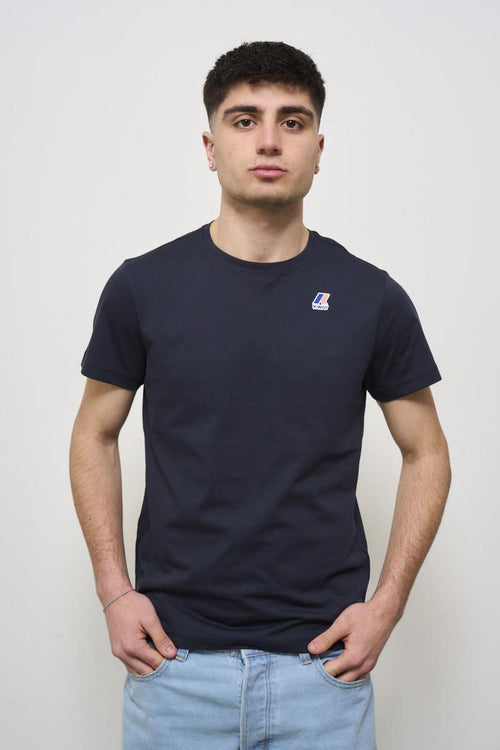 T-shirt uomo girocollo blu con logo