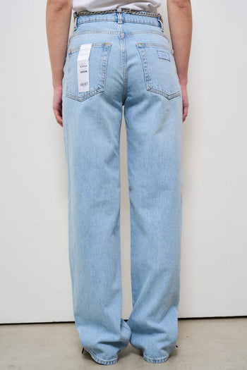 Jeans donna gamba dritta in denim chiaro - 5