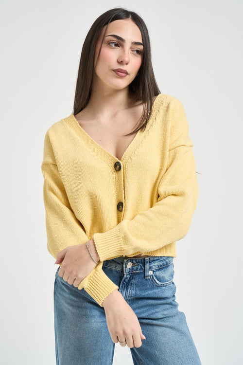 Cardigan donna cropped giallo