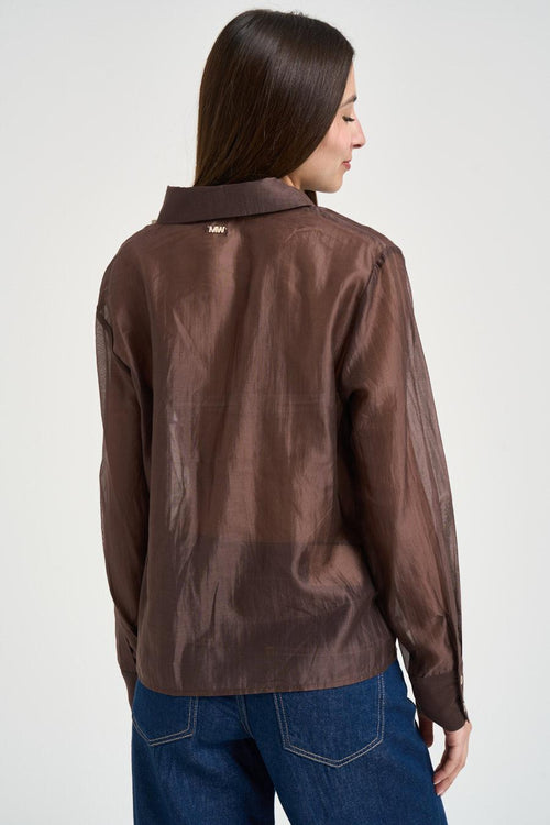 Camicia donna con nodo marrone - 2