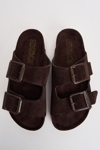 Sandalo donna in suede marrone - 7