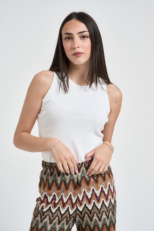 Top donna bianco a costine - 1