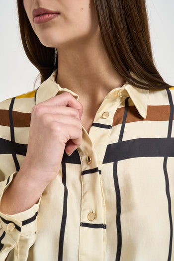 Abito midi donna con stampa geometrica multicolor - 3
