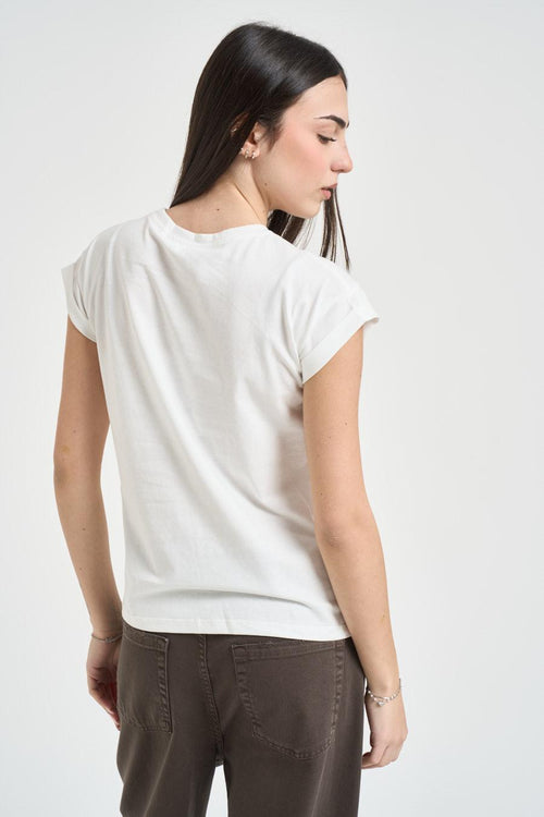 T-shirt donna girocollo bianca - 2