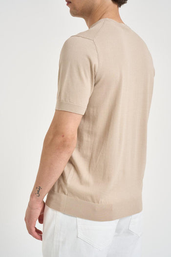 T-shirt uomo in maglia beige - 4