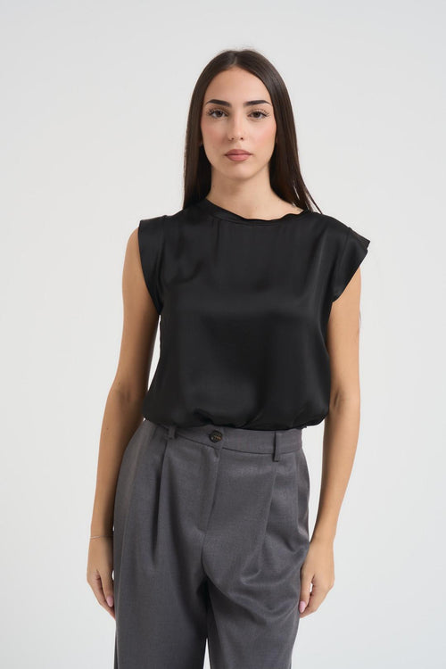Top donna smanicato nero - 1