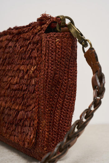 Pochette donna Hafa in rafia mattone - 5