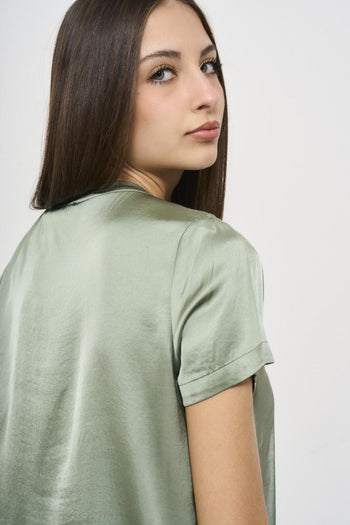 T-shirt donna satinata salvia - 3