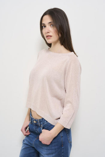 Maglia donna rosa lurex - 3