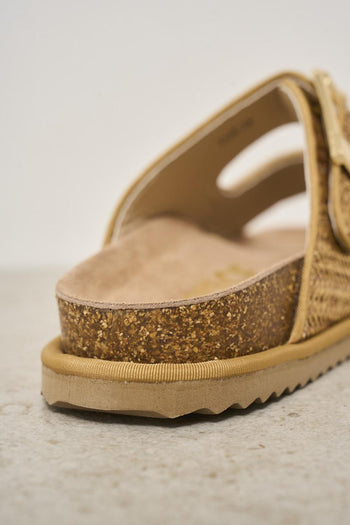 Sandalo donna in rafia laminato oro - 5