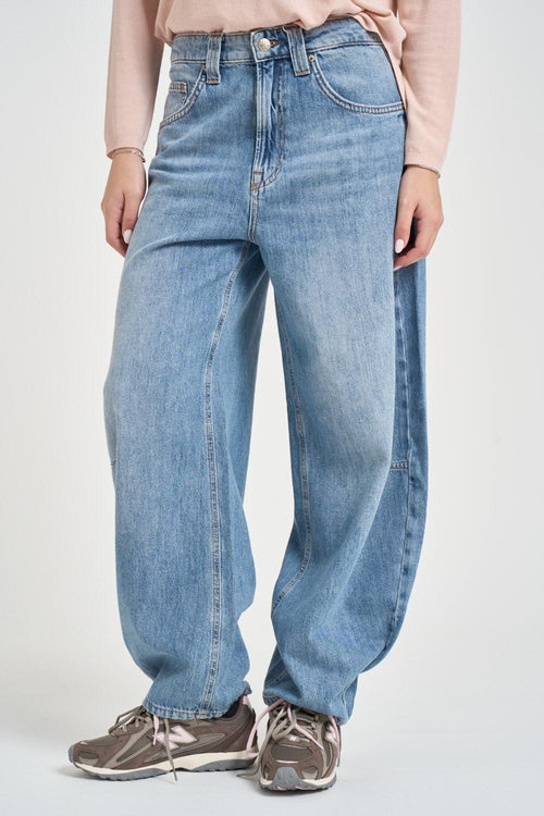 Jeans donna balloon in denim blu chiaro - 2