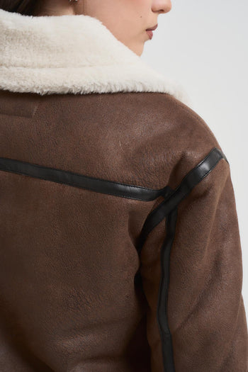 Ecomontone donna corto marrone - 5