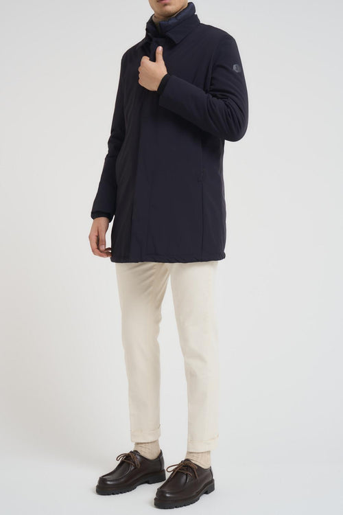 Trench uomo midi imbottito blu