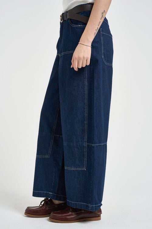 Jeans donna linea ampia in denim blu - 2