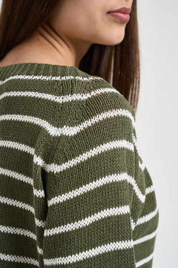 Maglia donna a righe verde - 4