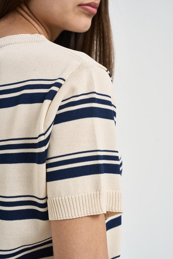 Maglia donna girocollo a righe multicolor - 4