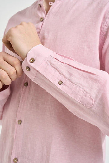 Camicia uomo in lino rosa - 3