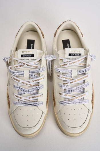 Sneakers donna SK8 bianche e glitter oro - 5