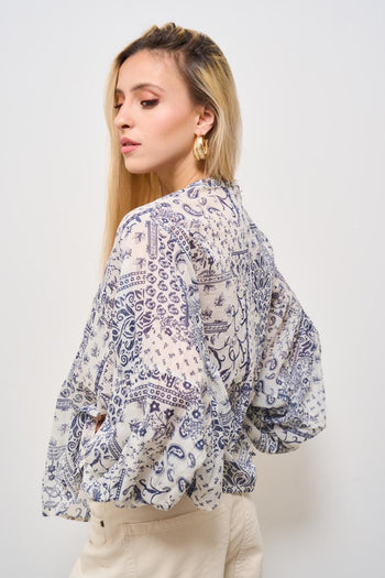 Blusa donna fantasia blu - 4