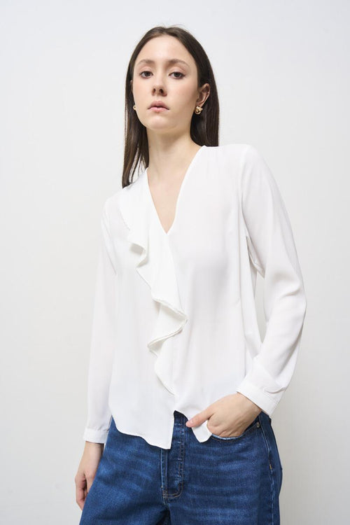 Women's blouse with white ruffles
