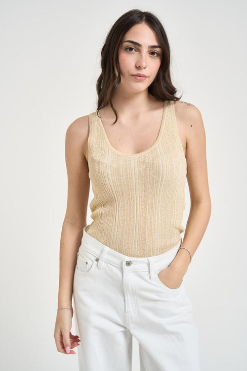 Top donna in lurex oro
