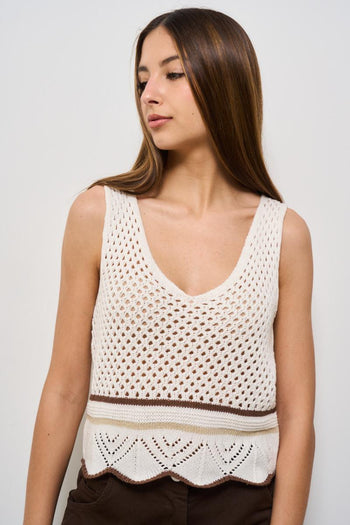 Top donna crochet bianco - 3