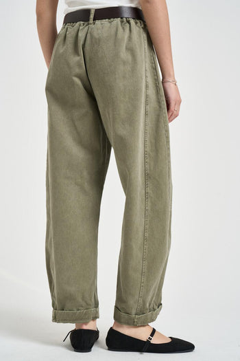 Pantalone donna balloon verde militare - 5