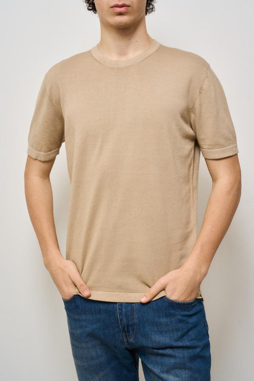 T-shirt uomo girocollo in maglia beige