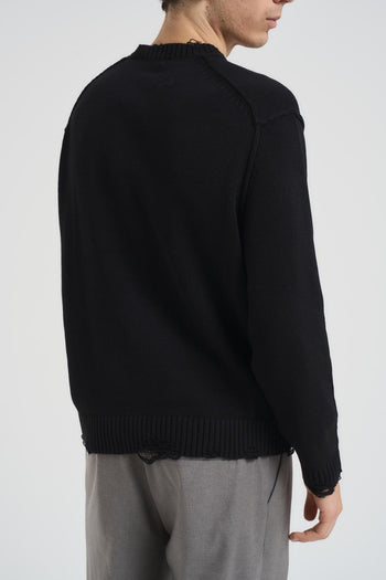 Maglia uomo con orli sfilacciati nera - 3