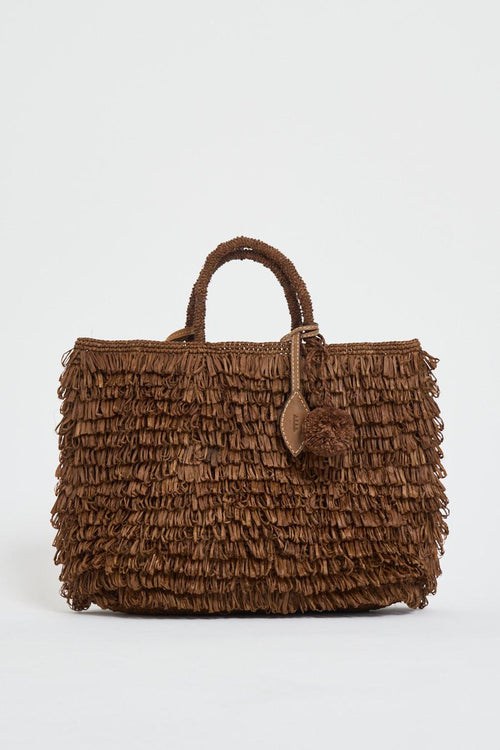 Borsa donna in rafia marrone