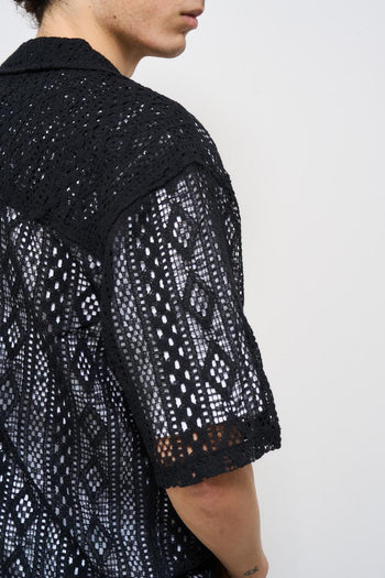 Camicia uomo traforata nera - 6