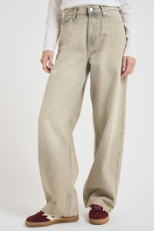 Jeans donna wide leg grigio chiaro