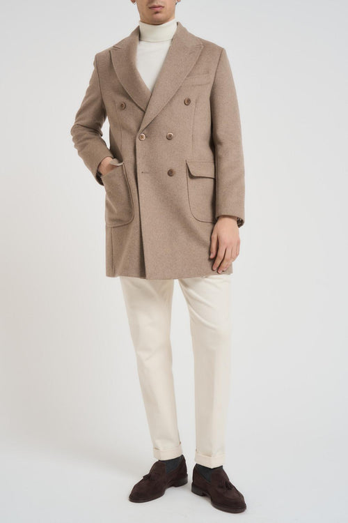 Cappotto uomo doppiopetto midi beige