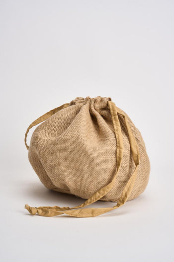 Borsa donna secchiello in juta beige - 3