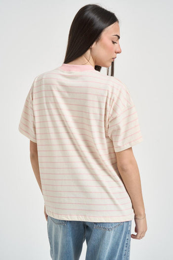 T-shirt donna a righe rosa - 3