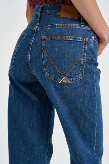 Jeans donna a palazzo in denim blu - 6