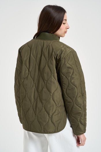 Bomber donna trapuntato verde - 4