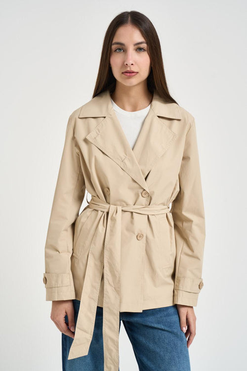Trench donna corto beige