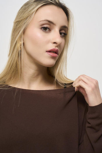 Maglia donna girocollo marrone - 3