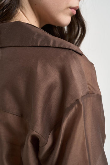 Camicia donna semitrasparente marrone - 5