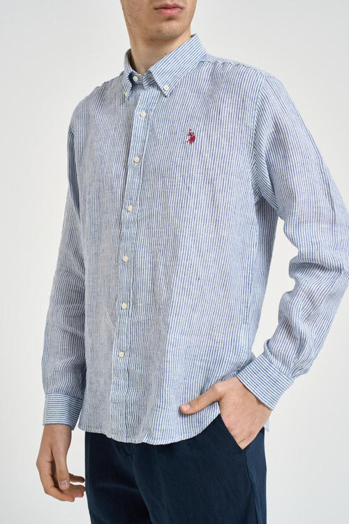 Camicia uomo a righe bianche e azzurre
