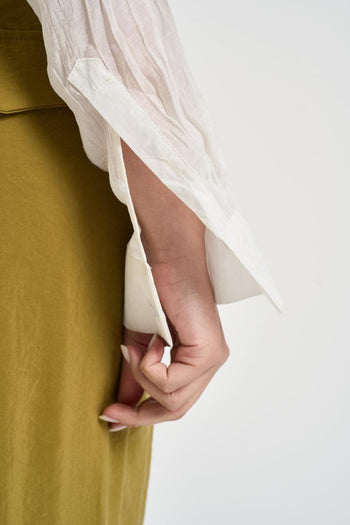 Camicia donna panna effetto satinato - 5
